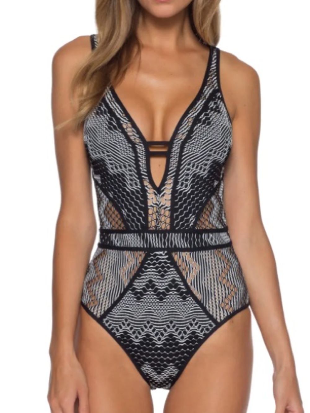 BECCA Black and White One-Piece Swimsuit